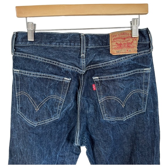 Levi's Original 501 Straight Leg Button-Fly Jeans Dark Stone Wash W33 x L32 - Picture 6 of 10